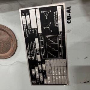 Used 75 KVA 600Y347 to 240 delta 3-phase isolation dry transformer, indoor