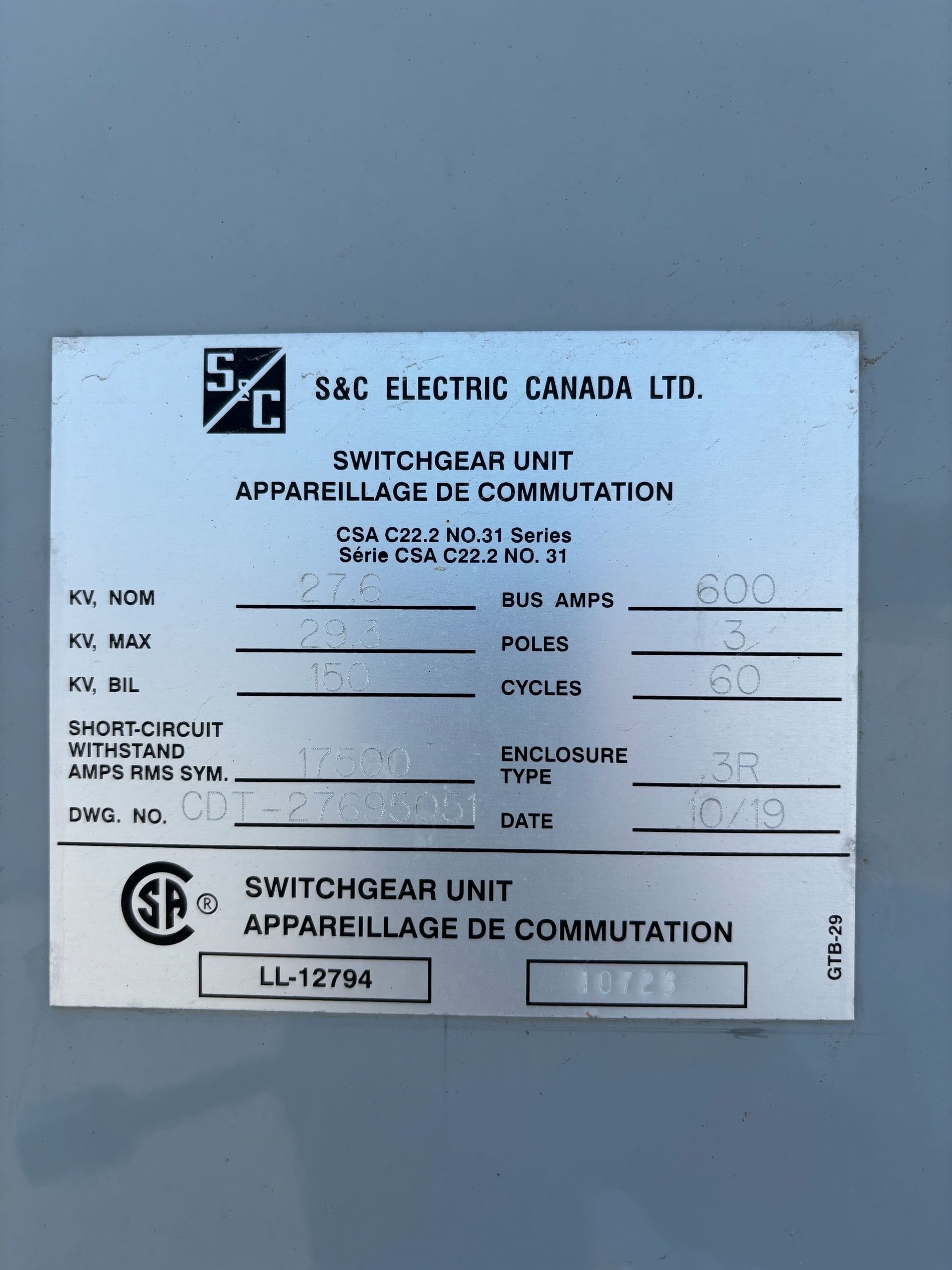 Used Eaton 1200A 38KV vacuum breaker model 380VCP-WR25 with isolation switch - Nema 3R rated - Image 5