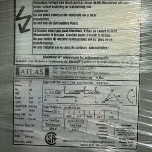 New 15 KVA 600 Delta to 208Y/120 3-phase isolation dry transformer, N3R rated outdoor