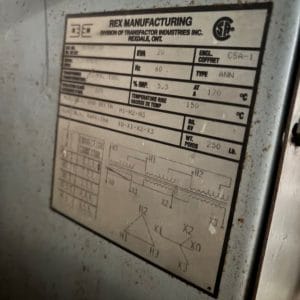 Used 20 KVA 600 Delta to 460Y/266 3-phase isolation dry transformer, N1 rated indoor