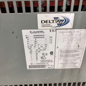 Used 45 KVA 600 Delta to 240 Delta 3-phase isolation dry transformer, N1 rated indoor