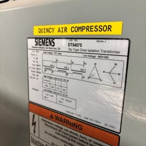 Used 75 KVA 575 Delta to 460Y/266 3-phase isolation dry transformer, N1 rated indoor